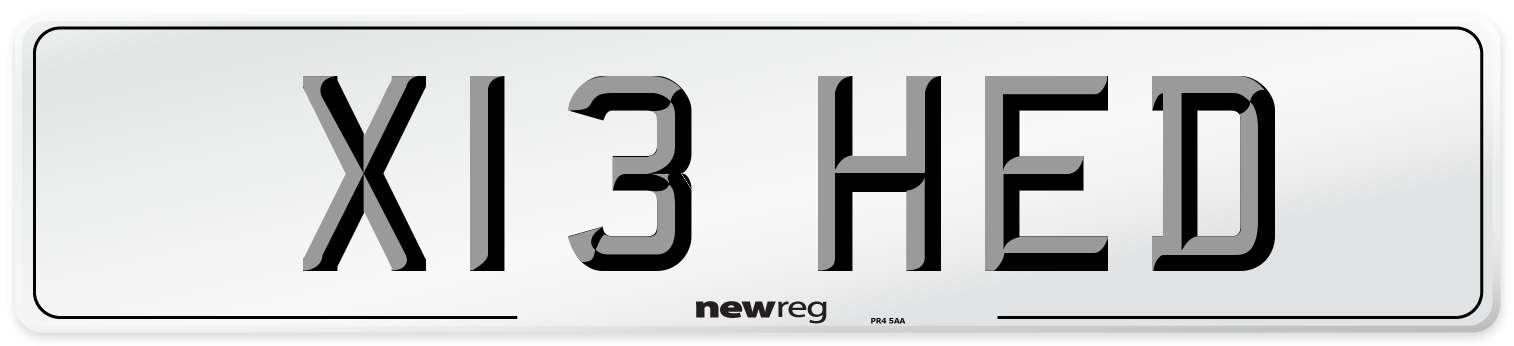 X13 HED Number Plate from New Reg